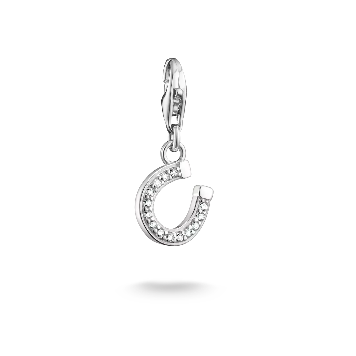 Colgante de herradura de plata de ley 925 con piedras brillantes