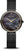 "Reloj de mujer con esfera redonda oscura, manecillas doradas y brazalete Milanesa"