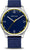 Reloj para hombre con correa de tela azul, esfera azul y bisel de acero plateado