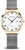 BERING Reloj de mujer con correa de metal plateado, caja dorada y esfera blanca