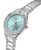"Reloj de mujer estilo pulsera: esfera azul claro con números y correa de acero inoxidable"