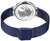 Reloj de mujer con pulsera milanesa azul y fondo de acero inoxidable con grabado