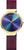 "Reloj de mujer con esfera azul, caja dorada y correa milanesa burdeos"