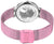 Fondo de reloj Bering para mujer: pulsera milanesa en tono oro rosa, grabado en la tapa de acero inoxidable
