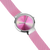 "Reloj de mujer con correa milanesa rosa, esfera redonda rosa y manecillas plateadas"