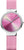 Bering reloj para mujer: pulsera milanesa rosa, bisel plateado, esfera rosa