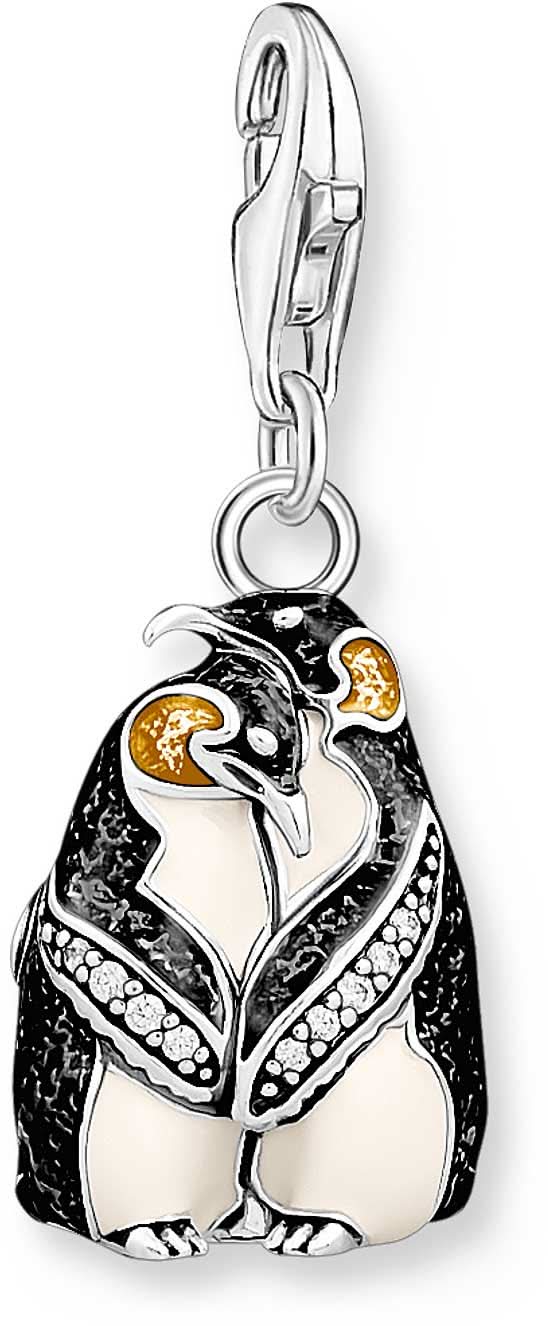 Colgante Charm Pingüino en óptica 3D, plata de ley 925, con pequeña anilla para colgar