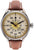Reloj Messerschmitt para hombre con correa de cuero marrón, caja redonda de metal y esfera amarilla