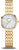 Reloj de mujer Bering con brazalete de metal dorado y esfera de nácar blanco