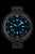 Reloj de hombre con correa de acero inoxidable negra, marcadores oscuros y luminosos en la esfera