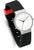 Reloj Jacob Jensen para hombre con correa de silicona negra, acento rojo, caja plateada