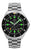 Reloj de hombre UMF Ruhla NVA 1932-M2 con esfera negra, marcadores verdes y correa de acero inoxidable
