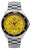 Pulsera de hombre UMF Ruhla con esfera amarilla, correa de acero y bisel GMT