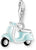 Colgante 3D de patinete, scooter vintage azul claro en plata de ley 925