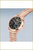 Reloj de mujer con pulsera de metal en oro rosa y esfera redonda negra