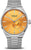 Reloj de hombre con esfera naranja y pulsera de acero inoxidable plateado