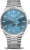 Pulsera de hombre con esfera azul y correa de acero inoxidable, automática, corona redonda