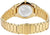 Reverso de reloj de oro para mujer con fondo grabado y pulsera de metal