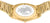 Pulsera de metal dorado con mapa del mundo grabado en la parte posterior
