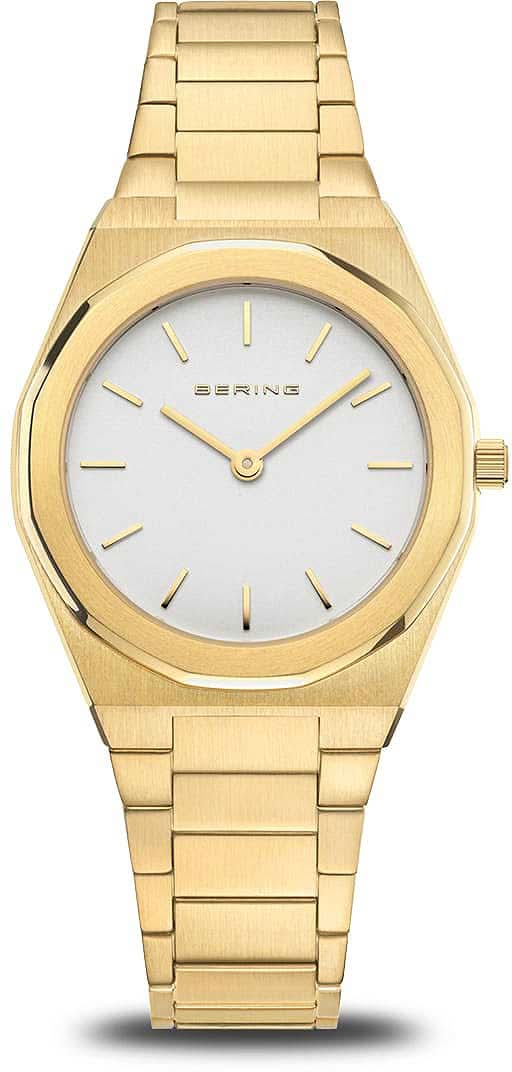 Reloj dorado de mujer con esfera blanca y pulsera de metal dorado