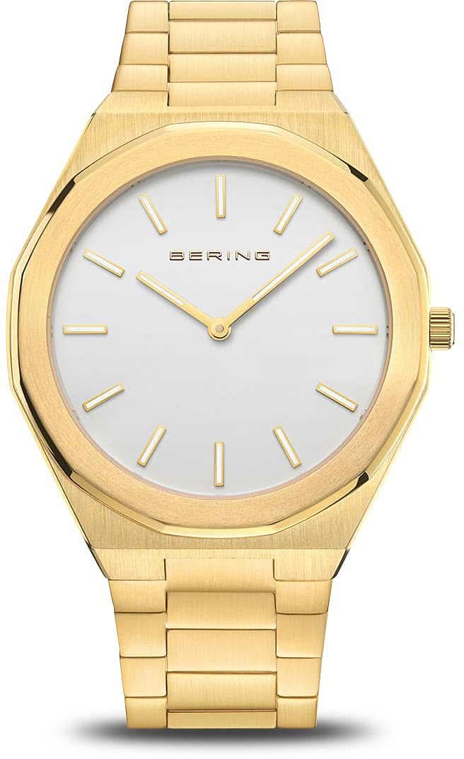 Reloj dorado para hombre con esfera blanca y correa milanesa