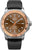 Reloj UMF Ruhla para hombre con correa negra, caja redonda plateada y esfera marrón