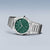 Reloj de hombre con esfera verde y pulsera redonda de acero inoxidable plateado