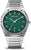 Reloj de hombre con esfera verde y pulsera de acero inoxidable plateado, manecillas finas
