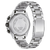 Fondo de reloj de pulsera para hombre con caja redonda de acero inoxidable plateado, grabado y correa de eslabones