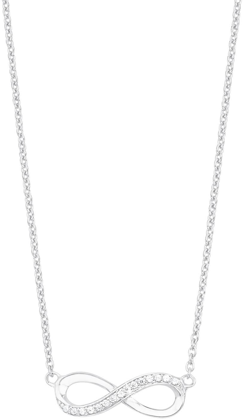 Collar con colgante de infinito plateado con incrustaciones de piedras