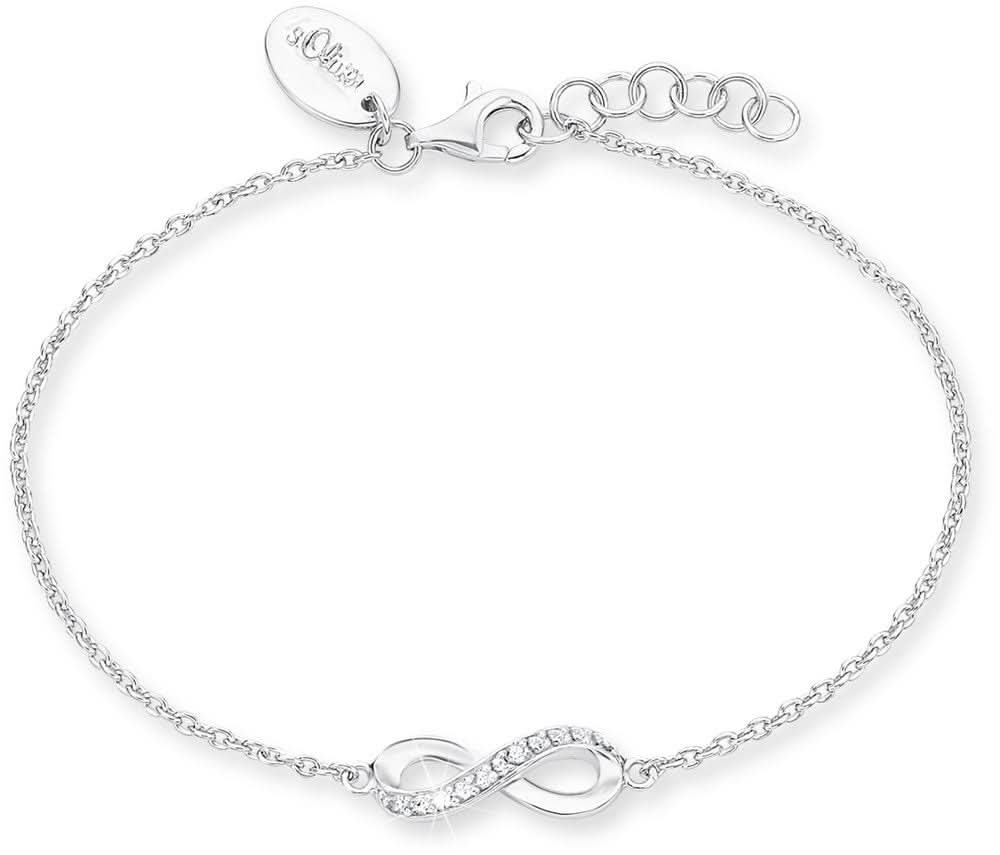 Pulsera de plata con colgante de infinito y cierre de mosquetón