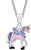 Collar de plata con colgante de unicornio (rosa, lila)
