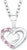 Collar de plata con colgante de corazón grande y piedras rosas en el borde