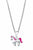 Collar de plata con colgante de caballo, cadena y detalles rosas