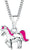 Collar de plata con colgante de caballo, cadena y cola rosa