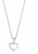 Collar con colgante de corazón plateado y circonitas brillantes en rosa y morado
