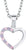 Collar plateado con colgante de corazón, adornos de piedra rosa/morada