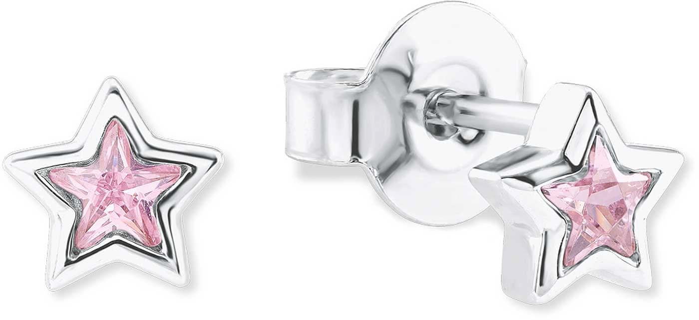 Pendientes de princesa Lillifee de estrella, plateados con piedra rosa