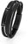 Pulsera de cuero multicapa, negra, con tiras trenzadas y cierre rectangular