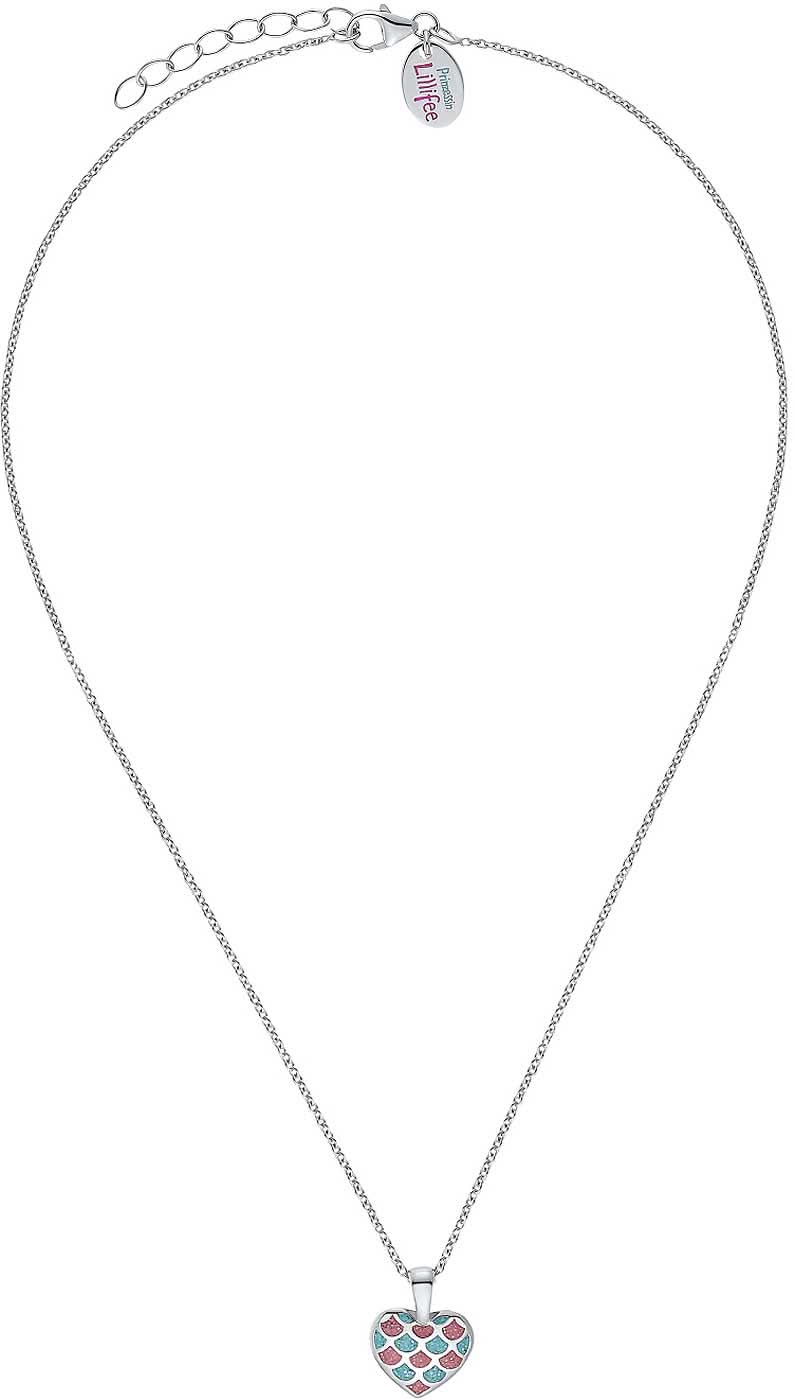 Collar con colgante de corazón de metal esmaltado, colores vivos, cadena de eslabones finos
