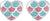 Pendientes de corazón con esmalte turquesa y rosa, reverso plateado