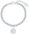 Pulsera de plata con cadena de eslabones y colgante redondo con borde decorado