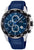 Cronógrafo de pulsera para hombre: correa de silicona azul, esfera azul y caja de acero inoxidable