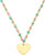 Collar colorido con colgante de corazón, cadena dorada y cuentas rosas/turquesas