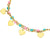 Pulsera colorida con varios dijes de corazón y eslabones dorados