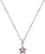 Collar de plata con colgante de estrella y pequeñas bolitas de metal, estrella roja en el colgante