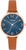 "Reloj de mujer s.Oliver con esfera azul, números romanos y correa de piel marrón"