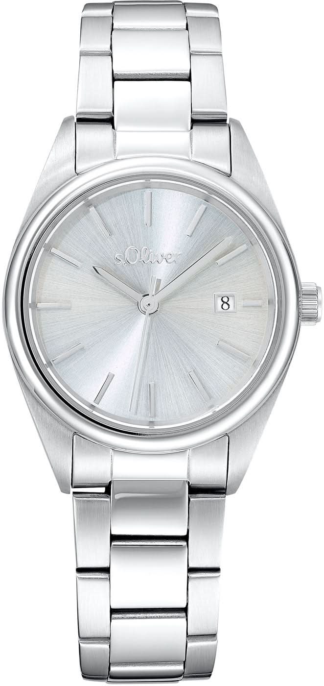 "Reloj s.Oliver para mujer con brazalete de metal plateado y esfera redonda, números romanos"