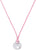 Collar de tela con cinta rosa, colgante redondo de acero inoxidable y pequeños corazones