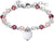 Pulsera plateada con cuentas de cristal rosa y colgante de corazón